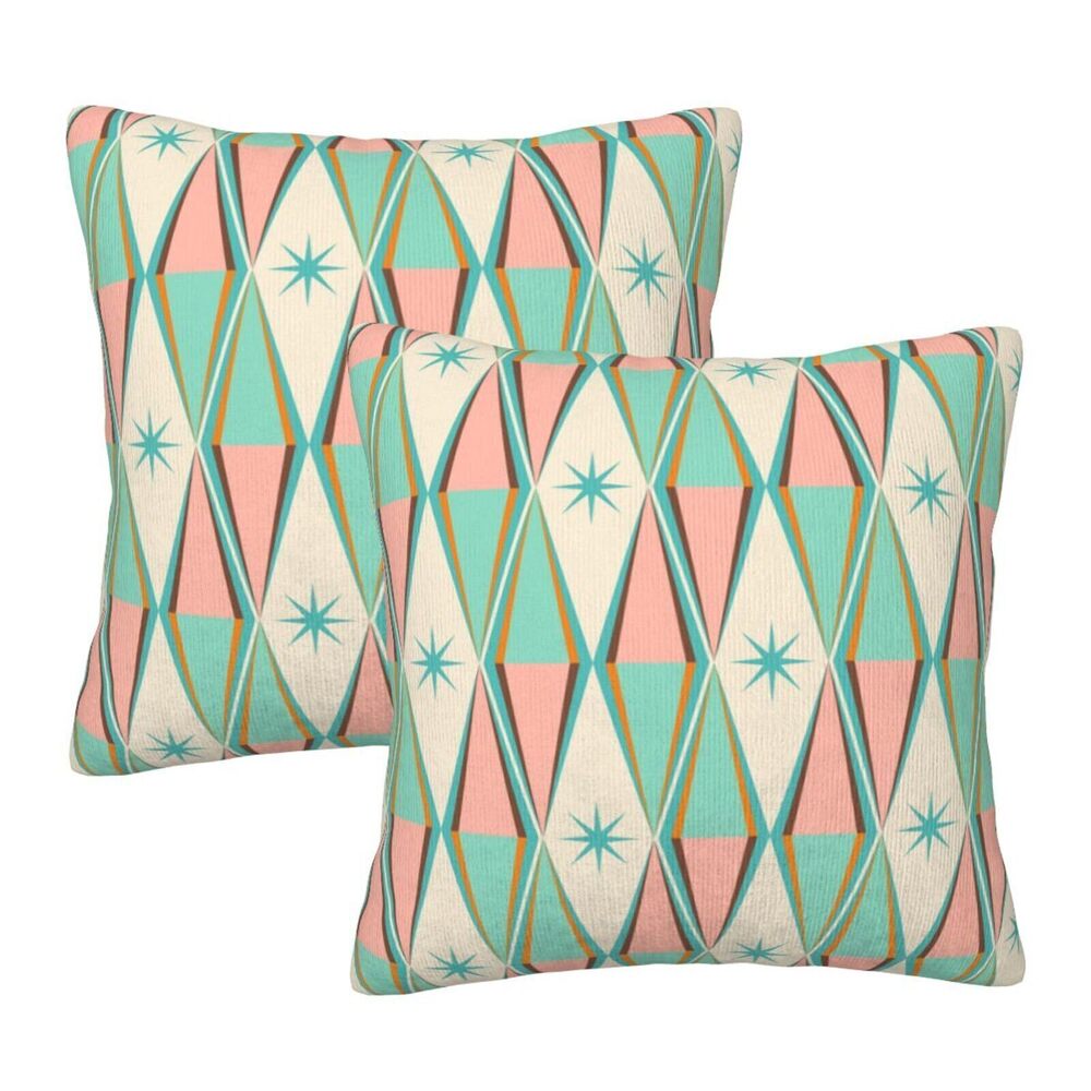 5862 Mid Century Throw Pillow Covers 18 X 18 Inch Set of 2 Pillow Cases
